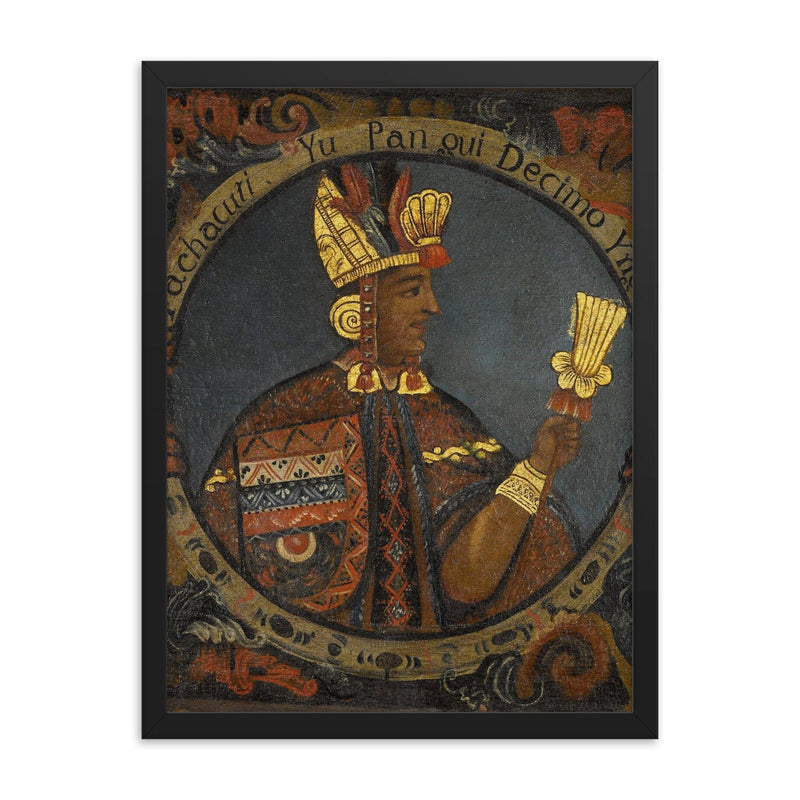 Pachacuti framed print on a plain backdrop in size 18
