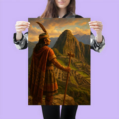Pachacuti viewing Machu Picchu from the heights poster 3