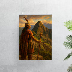 Pachacuti viewing Machu Picchu from the heights poster 7