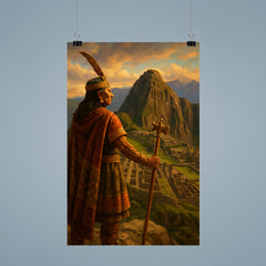 Pachacuti viewing Machu Picchu from the heights poster 9