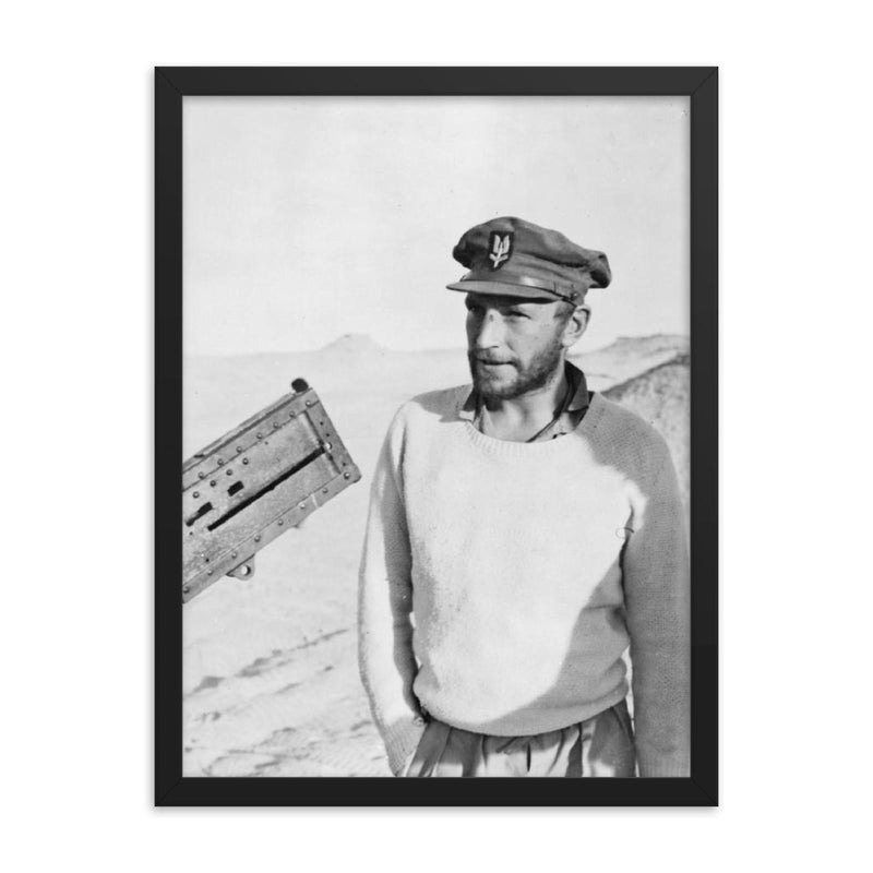 Paddy Mayne framed print on a plain backdrop in size 18