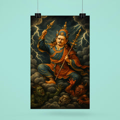 Padmasambhava subduing demons in storm clouds poster 6