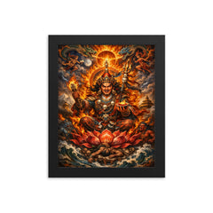 Padmasambhava wrathful lotus born vision framed print on a plain backdrop in size 8"x10".