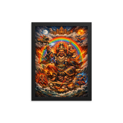 Padmasambhava wrathful rainbow thangka vision framed print on a plain backdrop in size 12"x16".