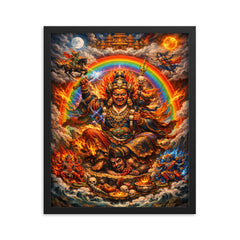 Padmasambhava wrathful rainbow thangka vision framed print on a plain backdrop in size 16"x20".