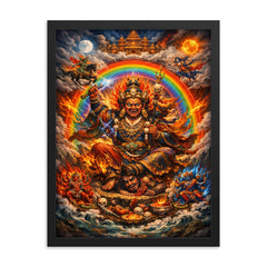 Padmasambhava wrathful rainbow thangka vision framed print on a plain backdrop in size 18"x24".