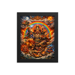 Padmasambhava wrathful rainbow thangka vision framed print on a plain backdrop in size 8"x10".