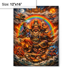 Padmasambhava wrathful rainbow thangka vision metal print on a plain backdrop in size 12"x16".