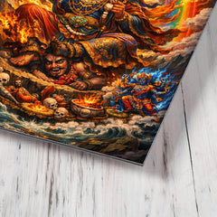 Padmasambhava wrathful rainbow thangka vision metal print mockup