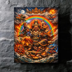 Padmasambhava wrathful rainbow thangka vision metal print mockup