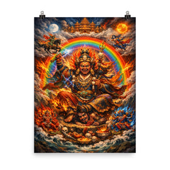 Padmasambhava wrathful rainbow thangka vision poster on a plain backdrop in size 8"x10".