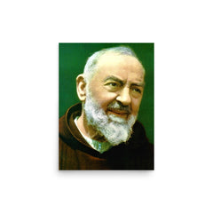 Padre Pio poster on a plain backdrop in size 12"x16".