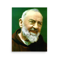 Padre Pio poster on a plain backdrop in size 16"x20".