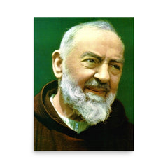 Padre Pio poster on a plain backdrop in size 18"x24".