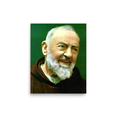 Padre Pio poster on a plain backdrop in size 8"x10".