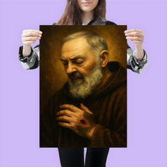 Padre Pio stigmata contemplative portrait poster 3