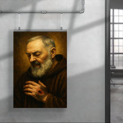 Padre Pio stigmata contemplative portrait poster 4