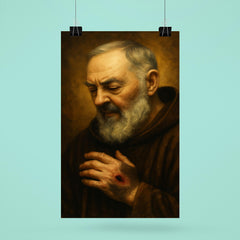 Padre Pio stigmata contemplative portrait poster 6
