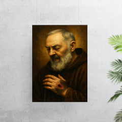 Padre Pio stigmata contemplative portrait poster 7