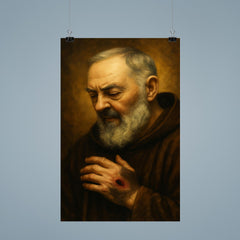 Padre Pio stigmata contemplative portrait poster 9