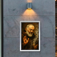 Padre Pio with stigmata and incense haze poster 2