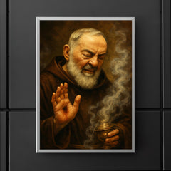 Padre Pio with stigmata and incense haze poster 5