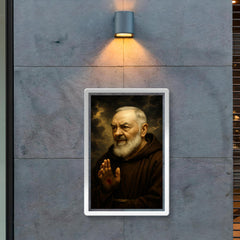 Padre Pio with stigmata and storm clouds poster 2