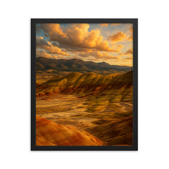 Painted Hills Oregon USA framed print on a plain backdrop in size 16"x20".