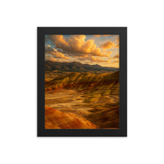 Painted Hills Oregon USA framed print on a plain backdrop in size 8"x10".