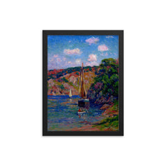 Painting by Henry Moret framed print on a plain backdrop in size 12"x16".