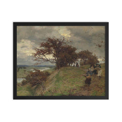 Painting by Sir George Clausen, British Artist framed print on a plain backdrop in size 16"x20".
