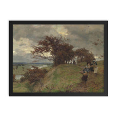 Painting by Sir George Clausen, British Artist framed print on a plain backdrop in size 18"x24".