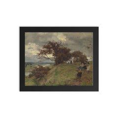 Painting by Sir George Clausen, British Artist framed print on a plain backdrop in size 8"x10".