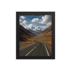 Pamir Highway over Ak Baital Pass Tajikistan framed print on a plain backdrop in size 8"x10".