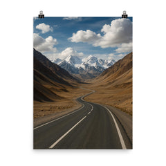 Pamir Highway over Ak Baital Pass Tajikistan poster on a plain backdrop in size 8"x10".