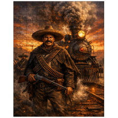 Pancho Villa by locomotive at dusk jigsaw puzzle
