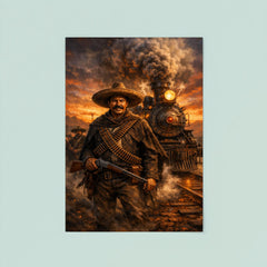 Pancho Villa by locomotive at dusk poster 8