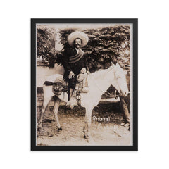 Pancho Villa framed print on a plain backdrop in size 16"x20".