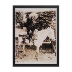 Pancho Villa framed print on a plain backdrop in size 18"x24".