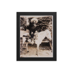 Pancho Villa framed print on a plain backdrop in size 8"x10".