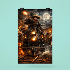 Pancho Villa night raid by locomotive poster 6