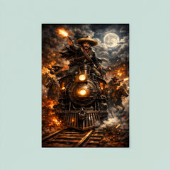 Pancho Villa night raid by locomotive poster 8
