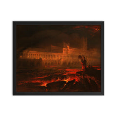 Pandemonium by John Martin framed print on a plain backdrop in size 16"x20".