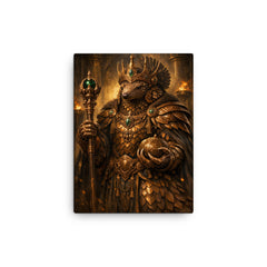 Pangolin emperor with bronze ceremonial regalia canvas print on a plain backdrop in size 12"x16".