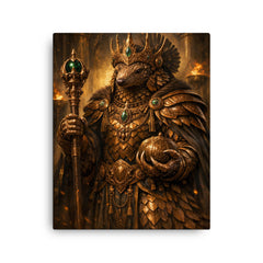 Pangolin emperor with bronze ceremonial regalia canvas print on a plain backdrop in size 16"x20".