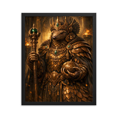 Pangolin emperor with bronze ceremonial regalia framed print on a plain backdrop in size 16"x20".