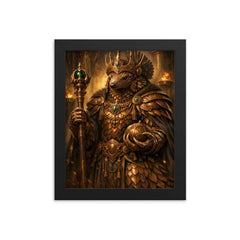 Pangolin emperor with bronze ceremonial regalia framed print on a plain backdrop in size 8"x10".