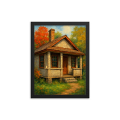 Paper House Rockport Massachusetts USA framed print on a plain backdrop in size 12"x16".