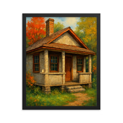 Paper House Rockport Massachusetts USA framed print on a plain backdrop in size 16"x20".