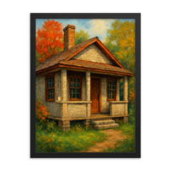 Paper House Rockport Massachusetts USA framed print on a plain backdrop in size 18"x24".